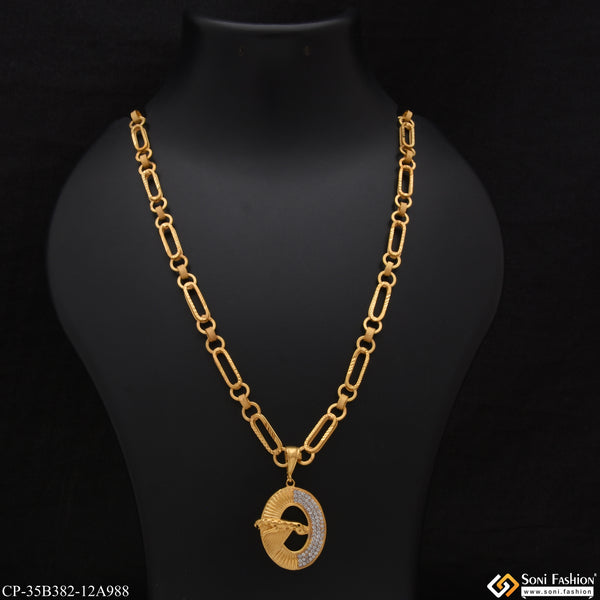 1 Gram Gold Plated Jaguar with Diamond Delicate Design Chain Pendant Combo (CP-B382-A988)