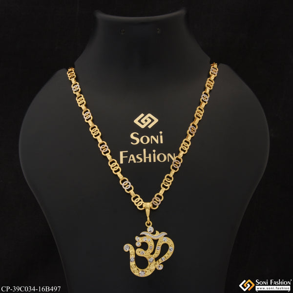 1 Gram Gold Plated Om Prominent Design Chain Pendant Combo for Men (CP-C034-B497)