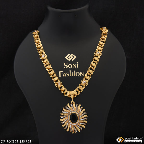 1 Gram Gold Plated Sun Funky Design Chain Pendant Combo for Men (CP-C125-B325)