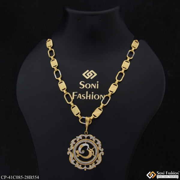 1 Gram Gold Plated Om Funky Design Chain Pendant Combo for Men (CP-C085-B554)