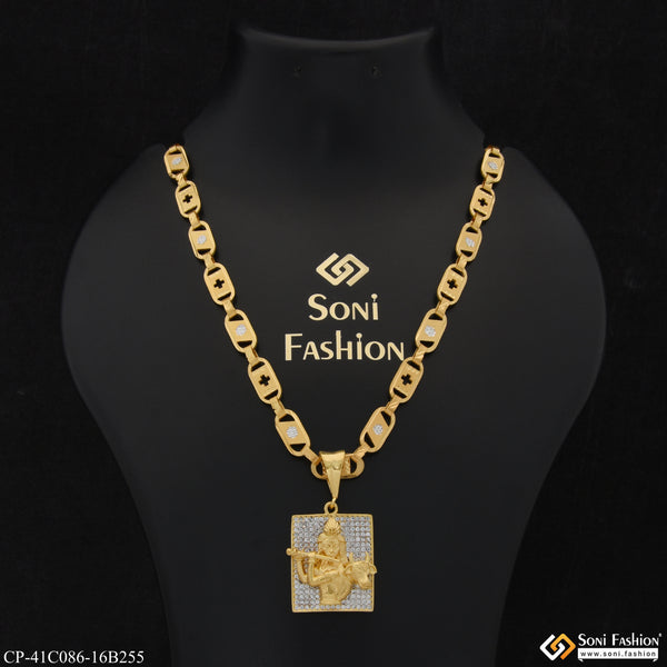 1 Gram Gold Plated Krishna Trending Design Chain Pendant Combo for Men (CP-C086-B255)