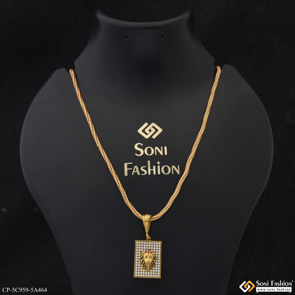 Lion Trending Design Gold Plated Pendant With Chain for Men (CP-C959-A464)