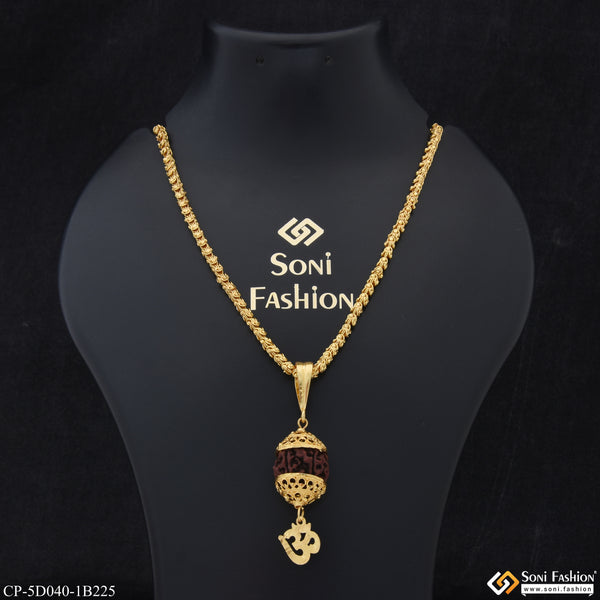 Rudraksh Fabulous Design Gold Plated Chain with Pendant for Men (CP-D040-B225)