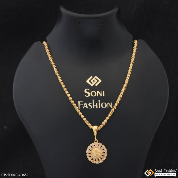 Om Prominent Design Gold Plated Pendant With Chain for Men (CP-D040-B657)