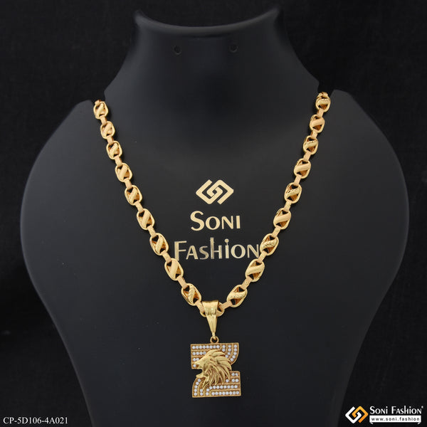 Lion Funky Design Gold Plated Pendant With Chain for Men (CP-D106-A021)