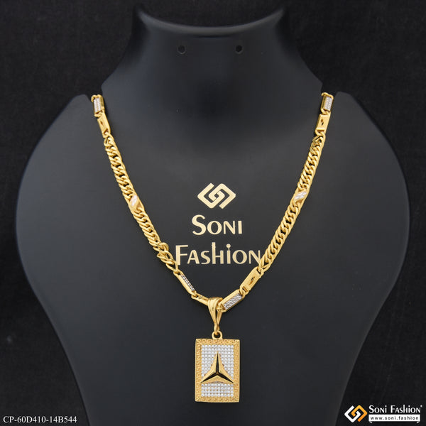 1 Gram Gold Plated Triangle Pendant With Chain for Men (CP-D410-B544)