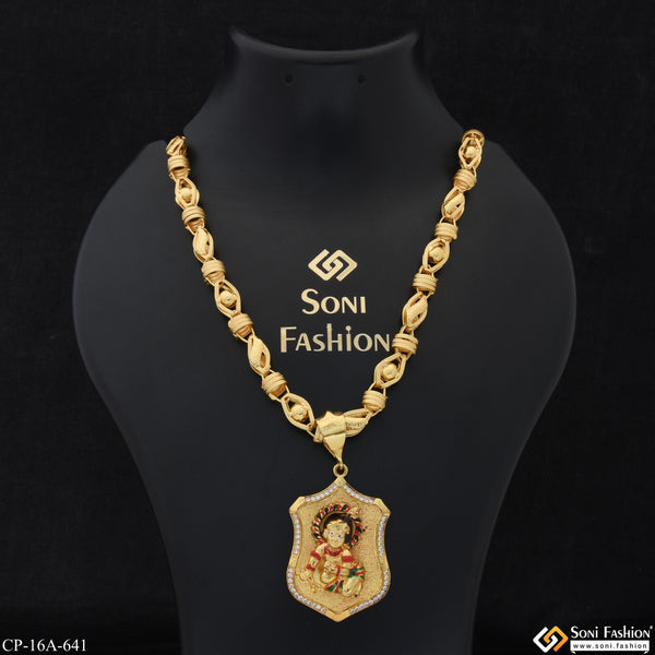 Bal Krishna Latest Design Gold Plated Chain Pendant Combo for Men - Style A641