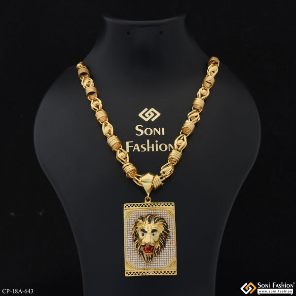 Lion Pendant With Ball Chain Gold Plated Combo for Men - Style A643