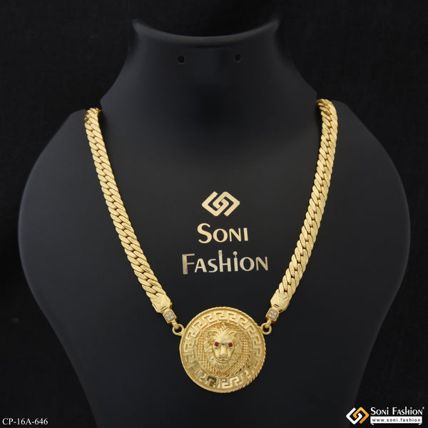 Lion Gorgeous Design Gold Plated Pendant With Chain for Men - Style A646