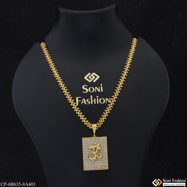 Om Attention-Getting Design Gold Plated Chain with Pendant for Men (CP-B635-A403)