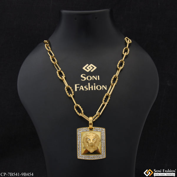 Lion Glittering Design Chain Pendant Combo for Men (CP-B541-B454)