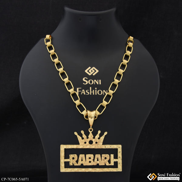 Rabari Glittering Design Gold Plated Pendant With Chain for Men (CP-C065-A071)