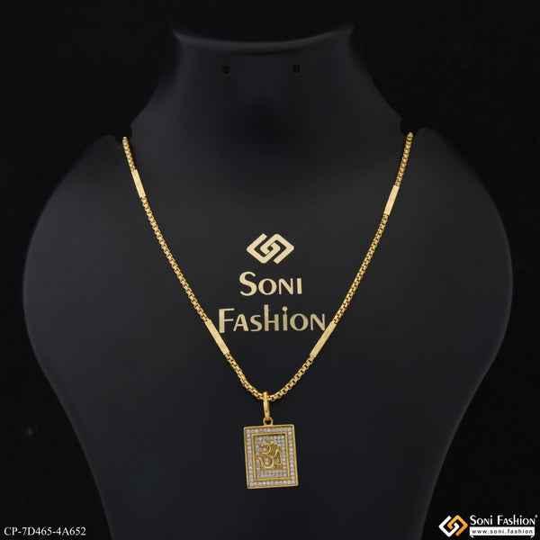 Om Glittering Design Gold Plated Pendant With Chain for Men (CP-D465-A652)