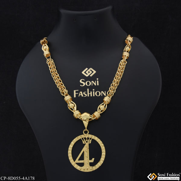 4 Number Fashionable Design Gold Plated Chain with Pendant for Men (CP-D055-A178)