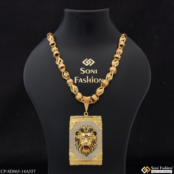 Lion Fashionable Design Gold Plated Chain Pendant Combo for Men (CP-D065-A557)