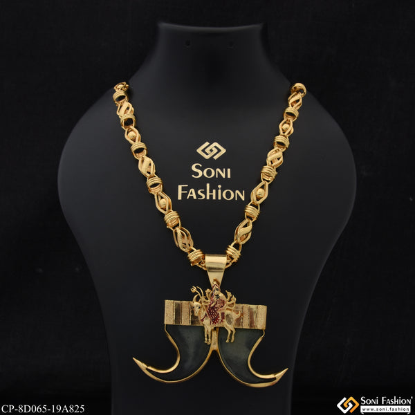 Meldi Maa Fabulous Design Gold Plated Chain Pendant Combo for Men (CP-D065-A825)