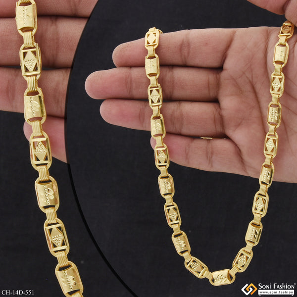 2 In 1 Superior Quality Gold Plated Nawabi Chain for Men - Style D551