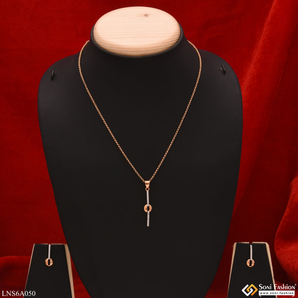 Cool Design With Diamond Golden Color Necklace Set For Girls & Lady - Style Lnsa050