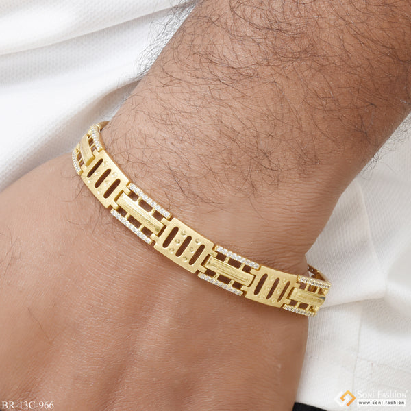 Delicate Design with Diamond Best Quality Gold Plated Bracelet for Men - Style C966