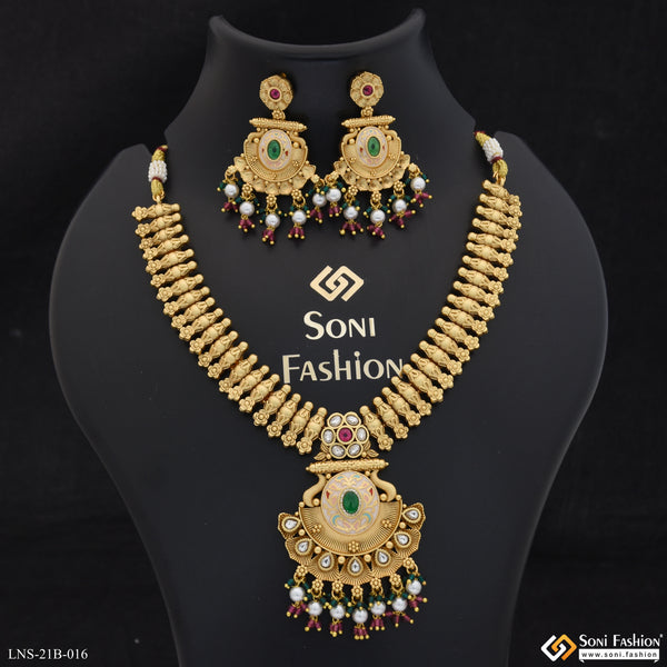 Designer Gold Plated Antique Necklace Set for Women - Style B016