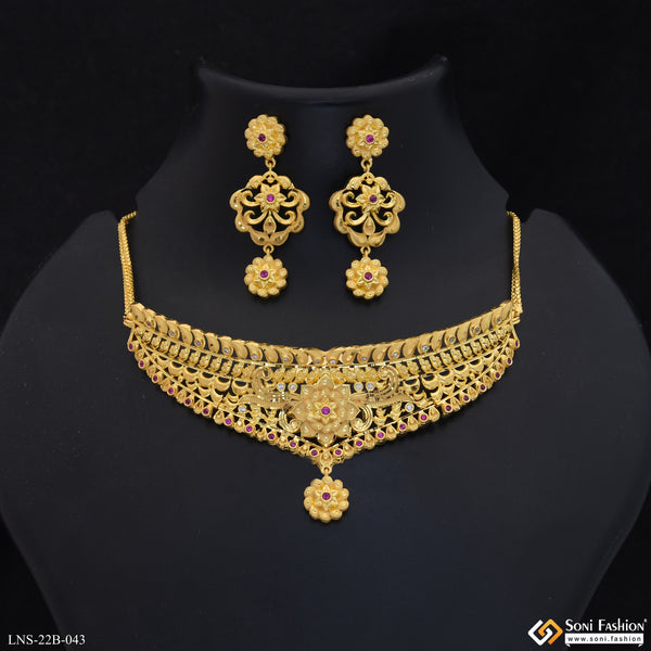 Designer Gold Plated Choker Necklace Set for Women - Style B043