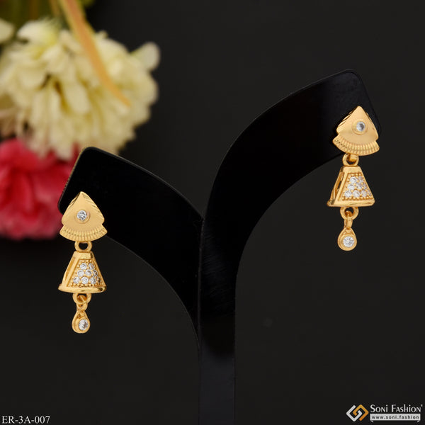 Fancy Design with Diamond Best Quality Gold Plated Earrings for Ladies - Style A007