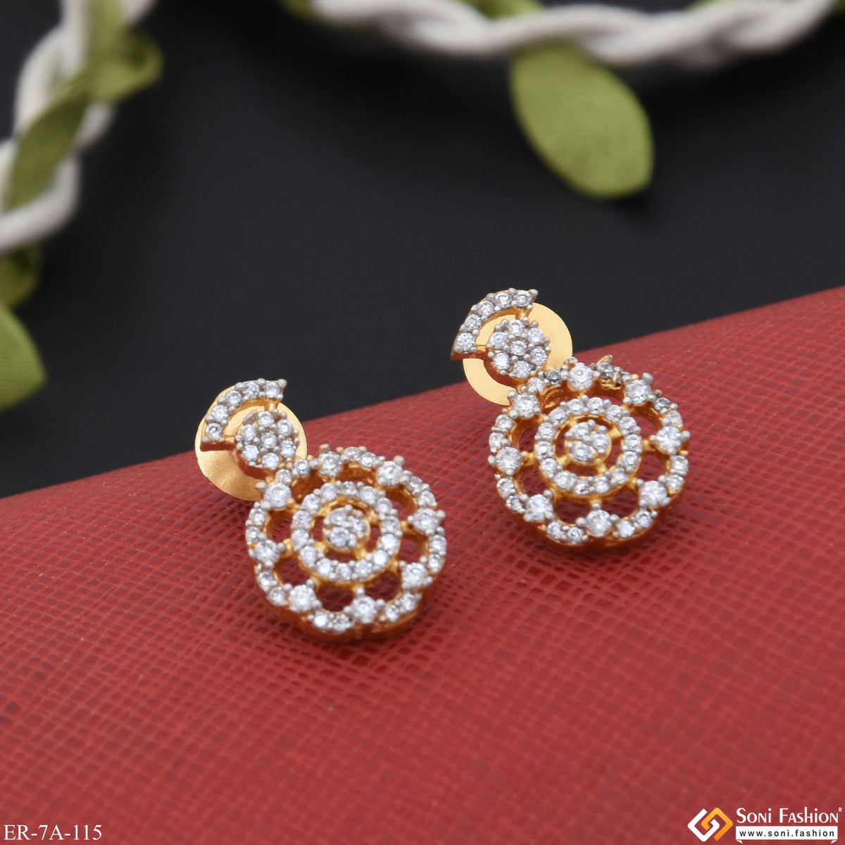 1 Gram Gold Plated with Diamond Latest Design Earrings for Ladies - St ...