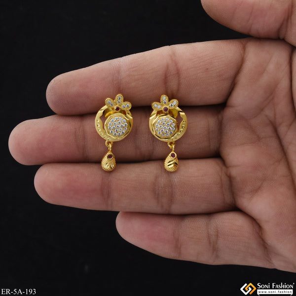 Finely Detailed Gold Plated Earrings for Ladies - Style A193