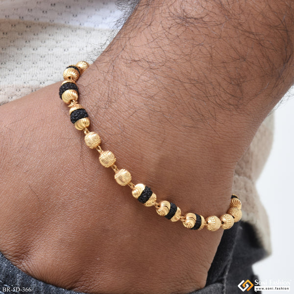 Excellent Design Gold Plated Rudraksha Bracelet for Men - Style D366