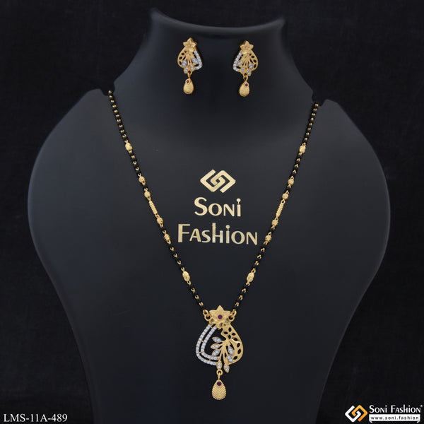 Fancy Design Brilliant Design Gold Plated Mangalsutra Set for Women - Style A489