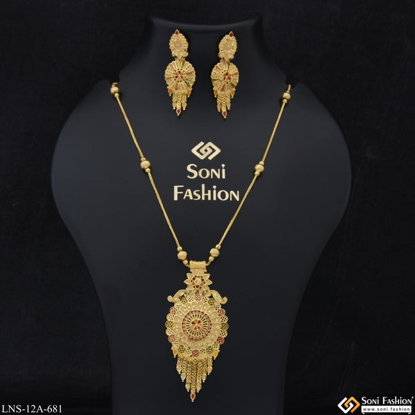 Fashion-Forward Designer Gold Plated Necklace Set for Ladies - Style A681