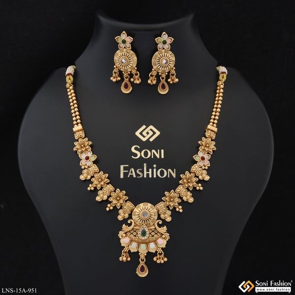 Finely Detailed Gold Plated Necklace Set for Women - Style A951