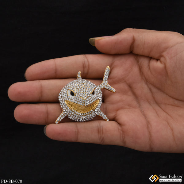 Fish With Diamond Best Quality Attractive Design Golden Color Pendant - Style B070