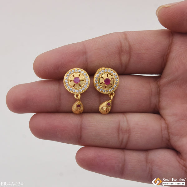 Funky Design Hand-Finished Design Gold Plated Earrings for Ladies - Style A134