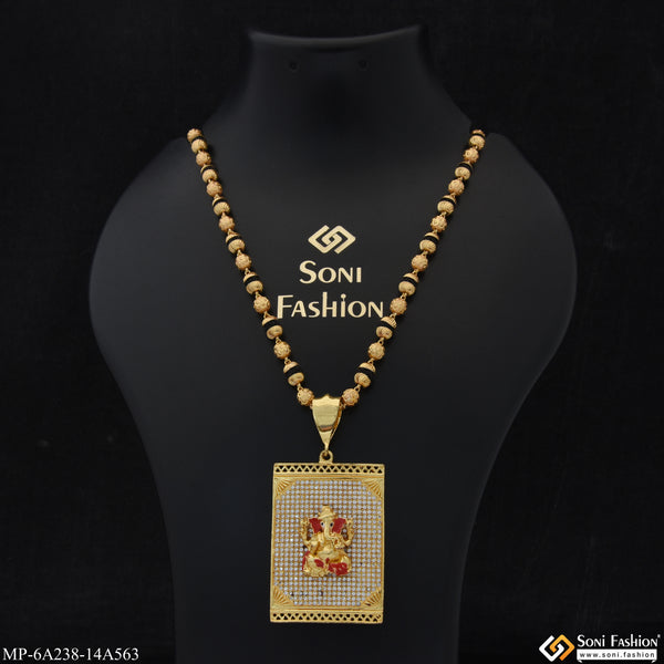 Ganesha Gold Plated Pendant With Rrudraksha Mala for Men (MP-A238-A563)