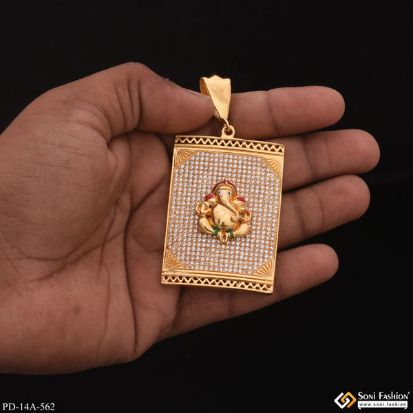 Ganesha In Diamond Gold Plated Attractive Pendant - Style A562