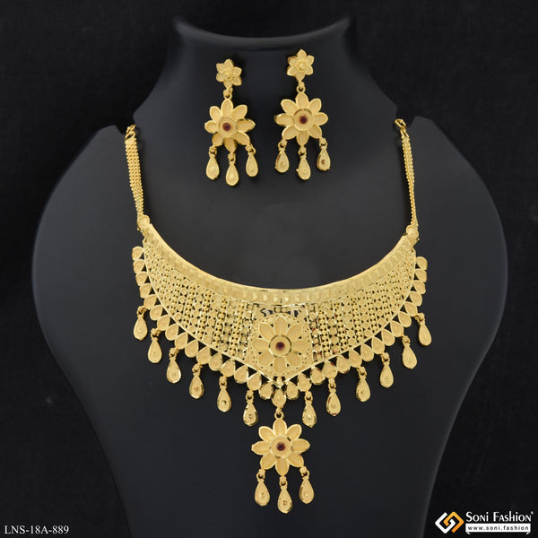 Glamorous Design Gold Plated Choker Necklace Set for Women - Style A889