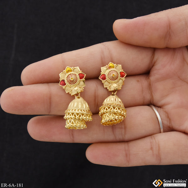 Glittering Design Sparkling Design Gold Plated Earrings for Women - Style A181