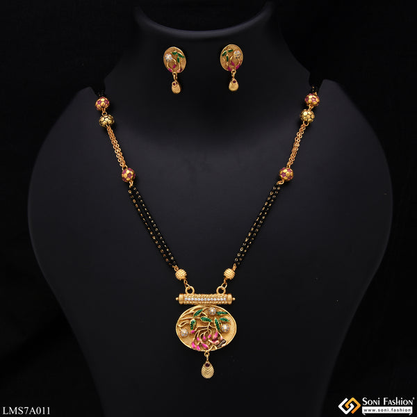 Glittering Design With Diamond Gold Plated Mangalsutra Set For Women - Style Lmsa011