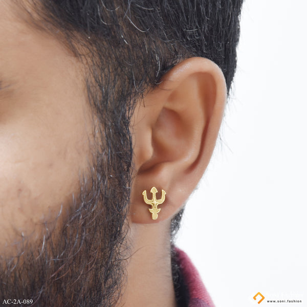 Golden Trident Stainless Steel Stud Earring for Men (1 Pc) - Style A089