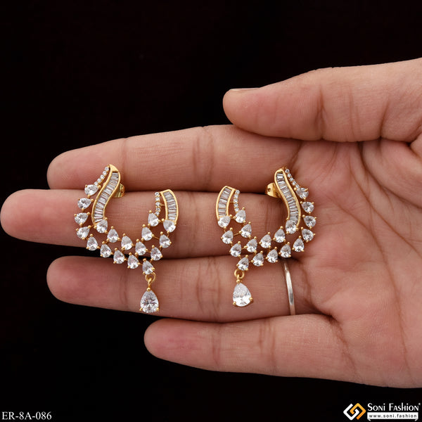 Gorgeous Design with Diamond Cool Design Gold Plated Earrings for Lady - Style A086