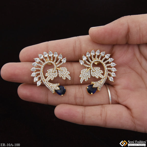 Graceful Design with Diamond Chic Design Gold Plated Earrings for Lady - Style A100