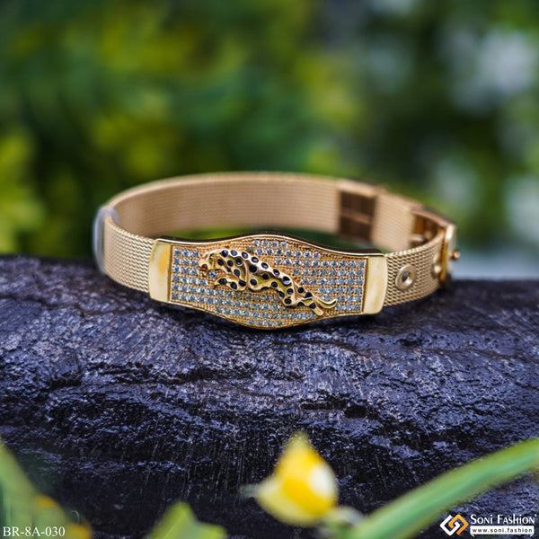 Jaguar in Stainless Steel Adjustable Belt with Diamond Gold Plated Bracelet - Style A030