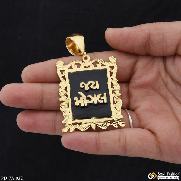 Jai Mogal Handmade Black Background Best Quality Gold Plated Pendant - Style A032