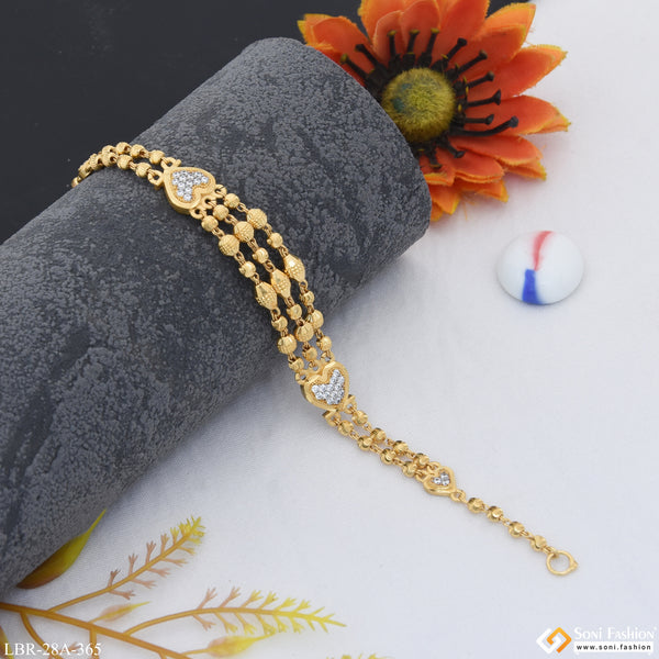 1 Gram Gold Plated with Diamond Casual Design Bracelet for Ladies - Style A365