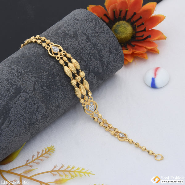 1 Gram Gold Plated with Diamond Lovely Design Bracelet for Ladies - Style A366