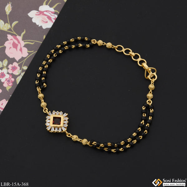 1 Gram Gold Plated Red Stone New Style Mangalsutra Bracelet for Women - Style A368