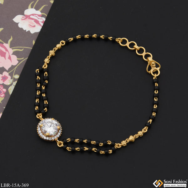 1 Gram Gold Plated White Stone Designer Mangalsutra Bracelet for Women - Style A369