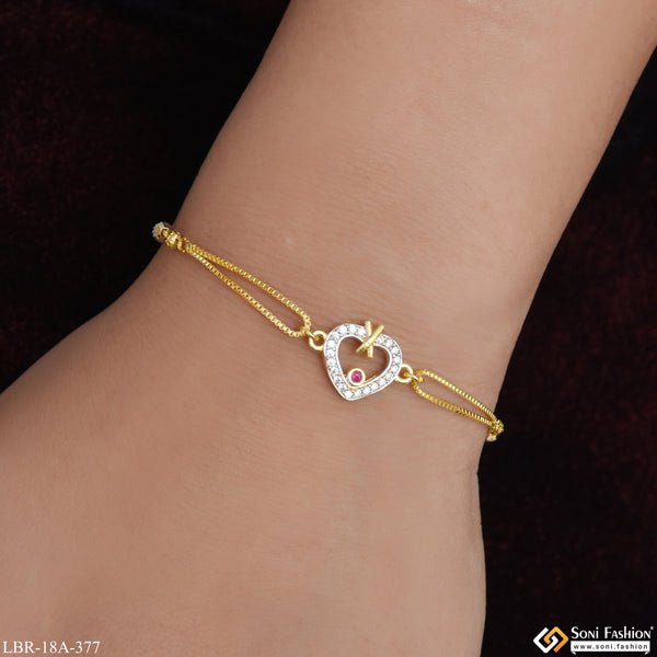 1 Gram Gold Plated Heart Shape Classic Design Bracelet for Ladies - Style A377