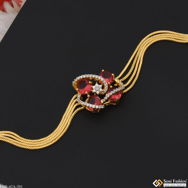 1 Gram Gold Plated Sparkling Design Bracelet for Ladies - Style A391